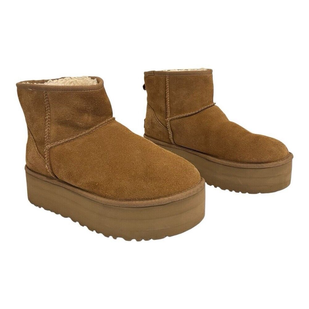 UGG Chestnut Suede Platform Ankle Booties
